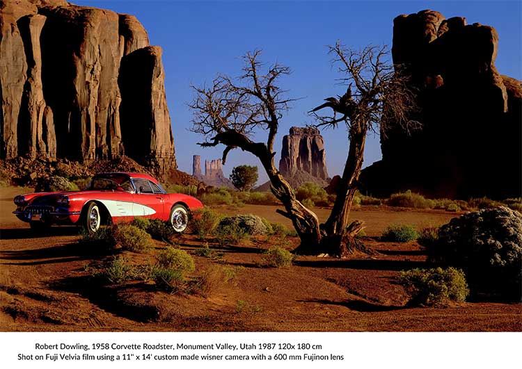 Robert-Dowling,-1958-Corvette-Roadster,Monument-Valley,Utah-1987-120x-180-cm-1
